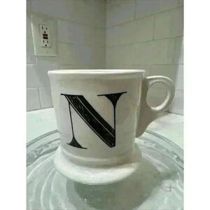 Anthropologie Homegrown Monogram Initial Coffee Mug Letter N